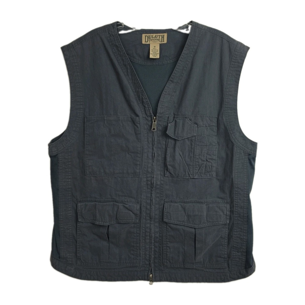 Duluth Trading Co. Fishing/Utility Vest Men's Size M Gray Full-Zip Pockets